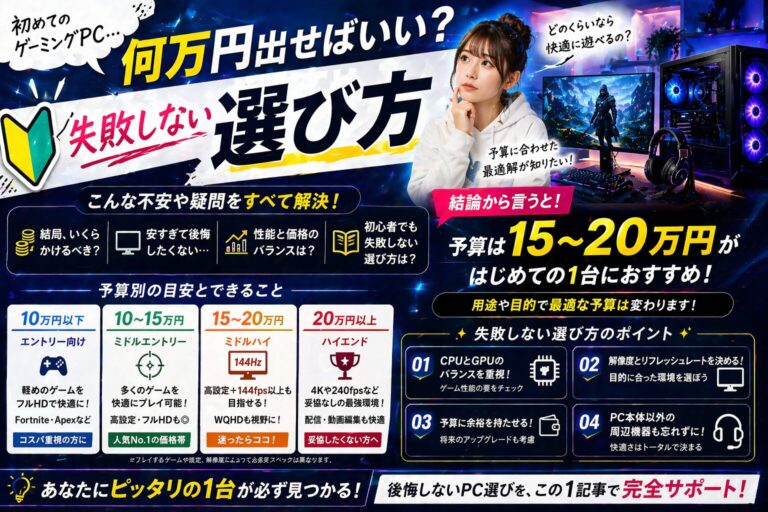 初めてゲーミングPCを買うなら何万出せばいい？【失敗しない選び方】