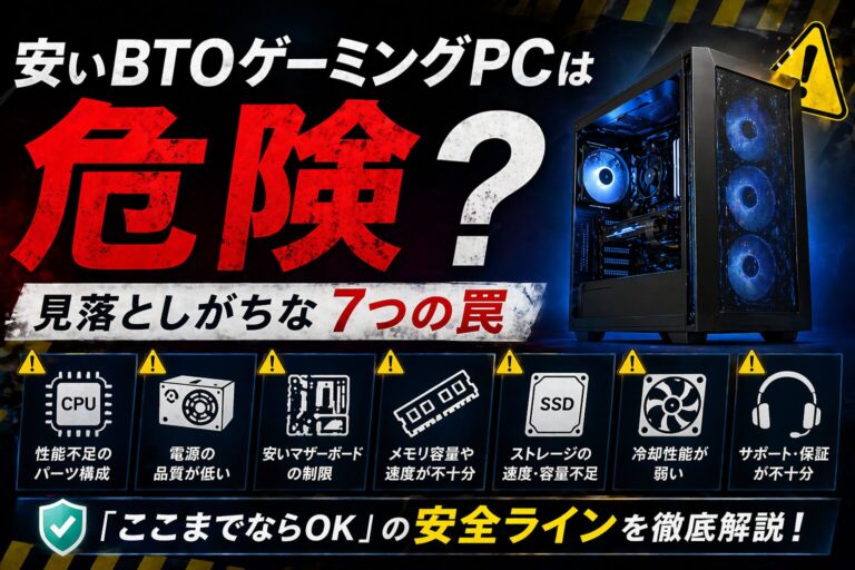 安いBTOゲーミングPCは危険？見落としがちな7つの罠と「ここまでならOK」の安全ラインの画像