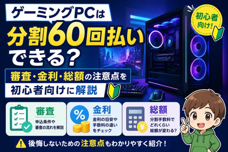 ゲーミングPCは分割60回払いできる？審査・金利・総額の注意点を初心者向けに解説のアイキャッチ画像
