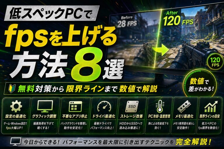 低スペックPCでfpsを上げる方法8選｜無料対策から限界ラインまで数値で解説【2026年版】