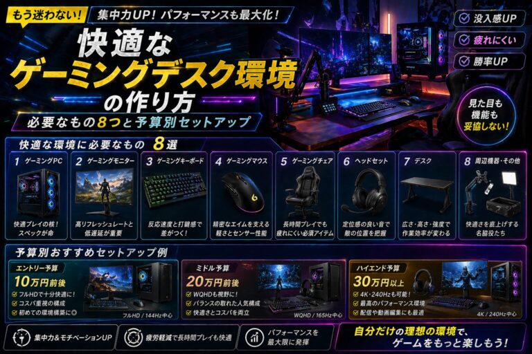ゲーミングデスク環境の作り方を解説した記事