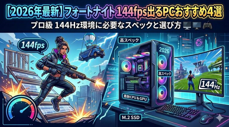 PUBGを安定して144fps出せるゲーミングPCは?必要スペックとおすすめ構成を初心者向けに解説 22 フォートナイト 144fps出るPCおすすめ5選【2026年】必要スペックと安定144Hz環境の作り方