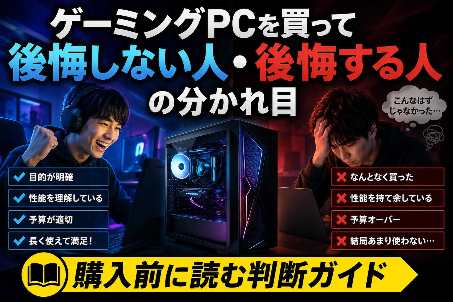 ゲーミングPC購入前に隠れた費用と後悔しやすい点を確認するイメージ
