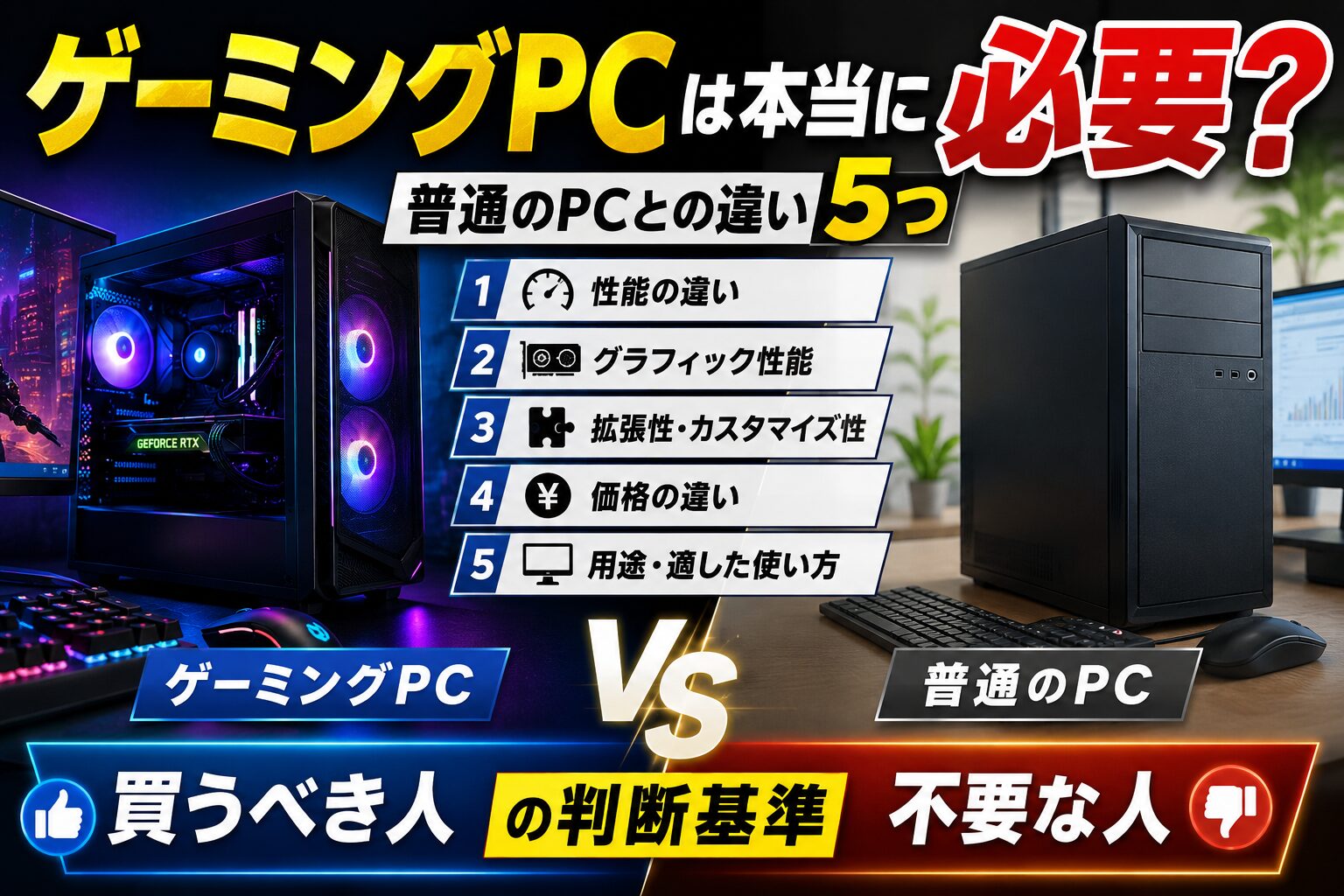 ゲーミングPCは本当に必要か？普通のPCとの違いを解説する記事サムネイル
