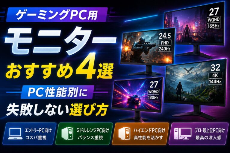 ゲーミングPC用モニターおすすめ4選｜PC性能別に失敗しない選び方のアイキャッチ画像