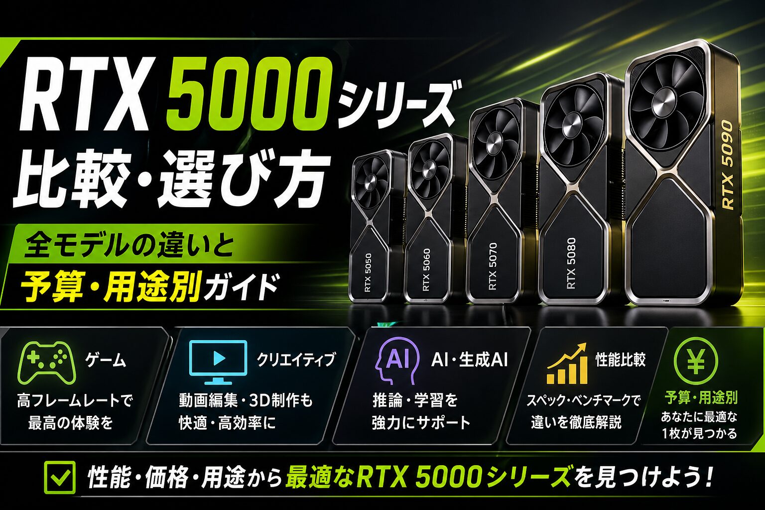 RTX 5000シリーズ比較記事のアイキャッチ画像