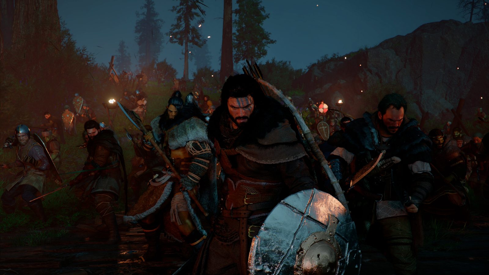 紅の砂漠の夜間戦闘シーンのプレイ画面