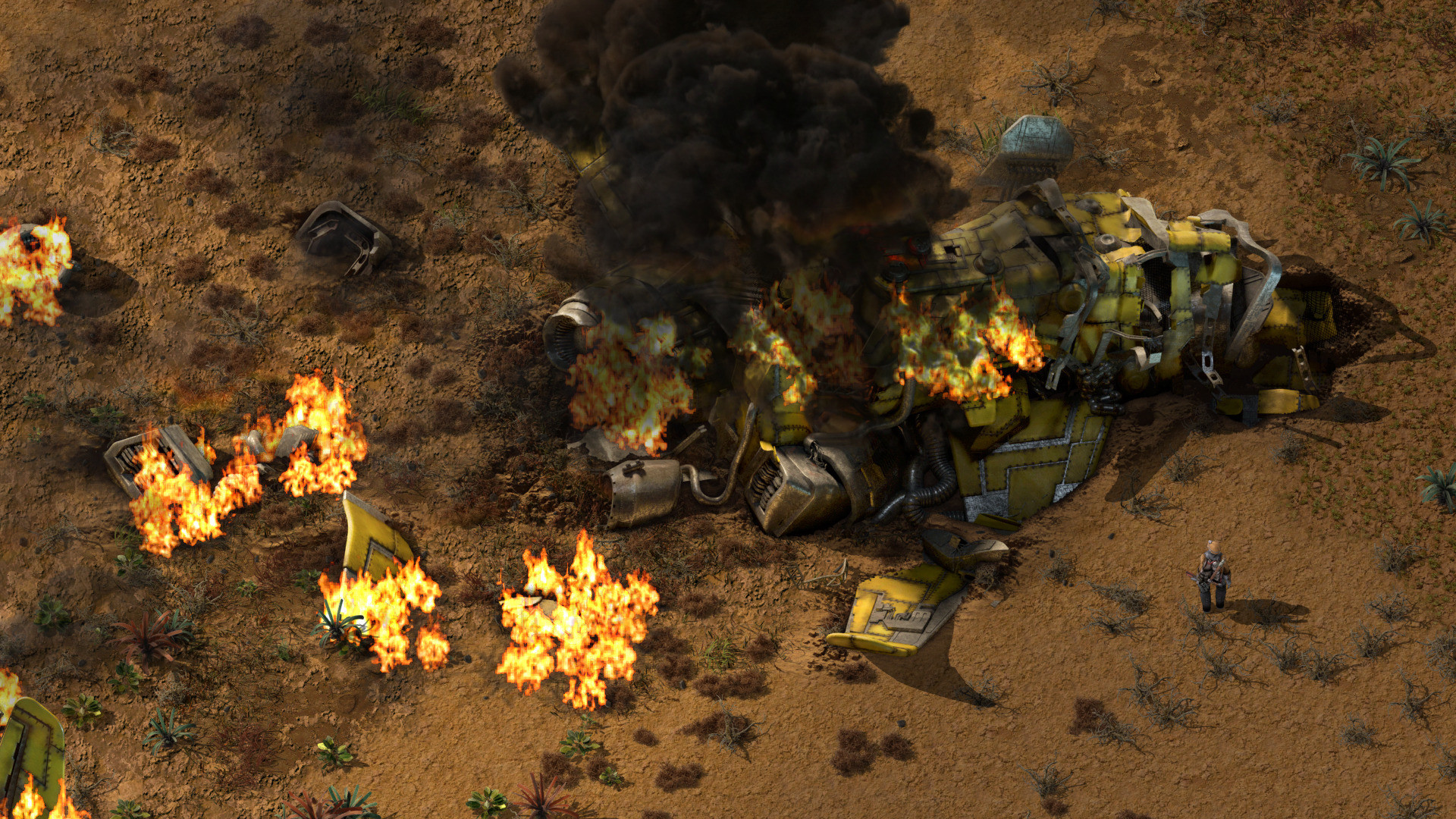 Factorioの工場建設プレイ画面