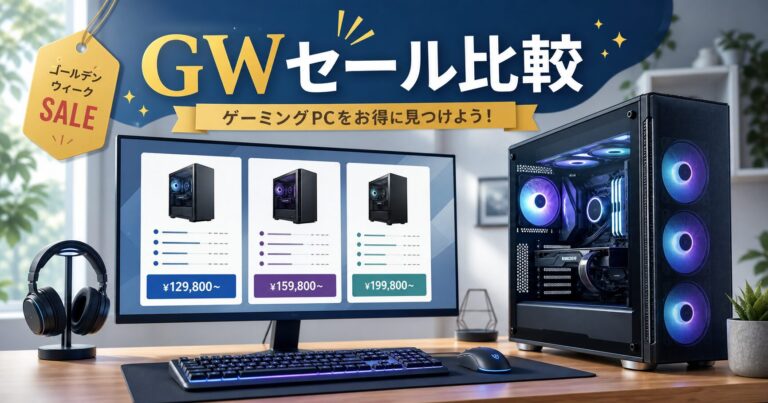 【2026年GW】ゲーミングPCはどこが安い？BTOメーカー比較で最安クラスと失敗しない選び方＋割引情報のアイキャッチ画像