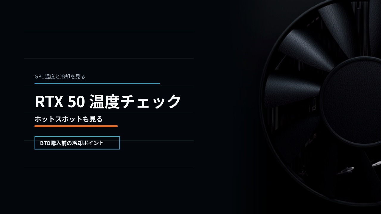 RTX 50シリーズのGPUファンと温度チェックの見出しを表したアイキャッチ画像