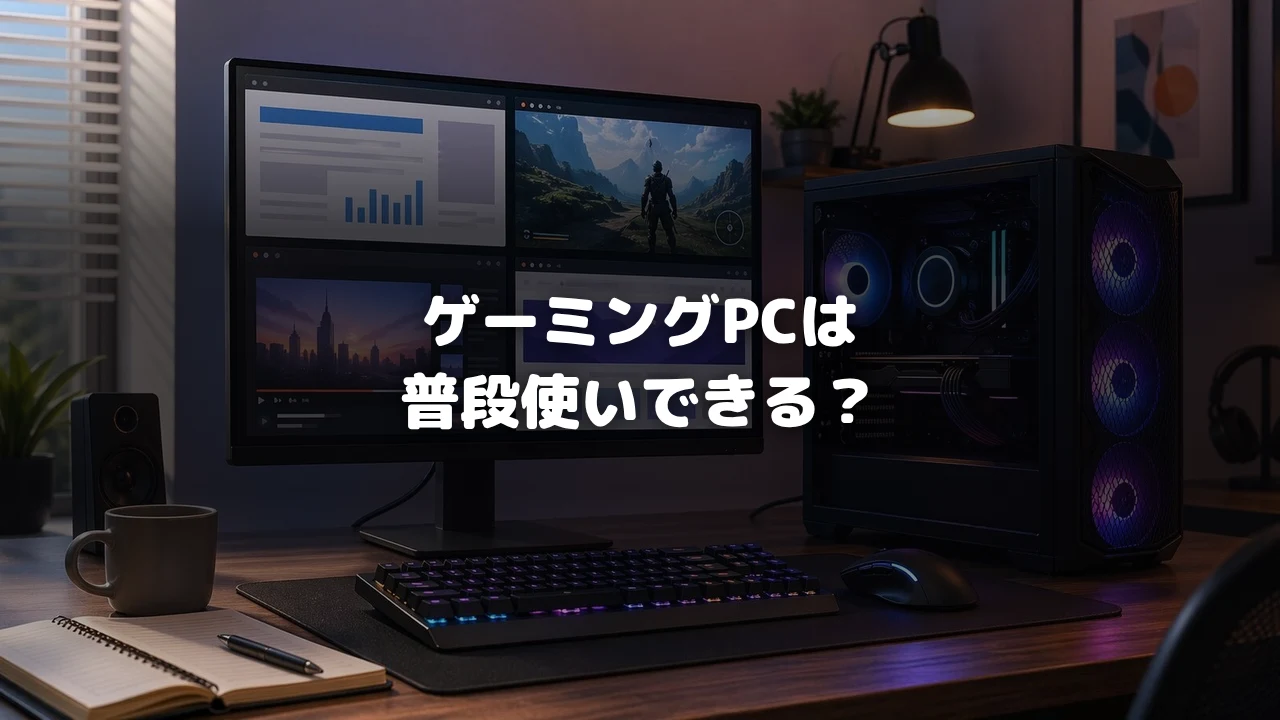 ゲーミングPCを普段使いできるか解説する記事のアイキャッチ画像