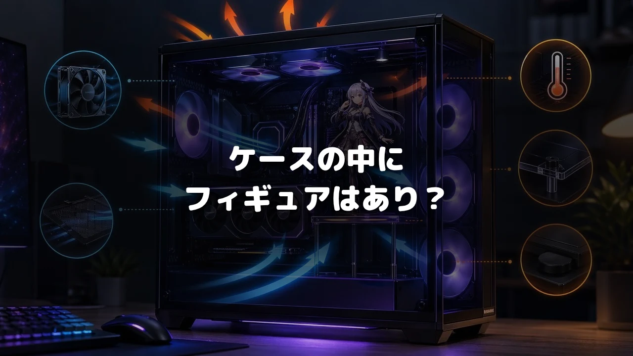 ゲーミングPCケース内にフィギュアを入れる際の注意点を解説する記事のアイキャッチ画像